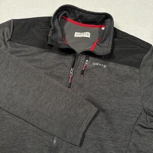 Orvis Jacket Mens XL Gray Black Classic Collection Fleece Full Zip Pockets